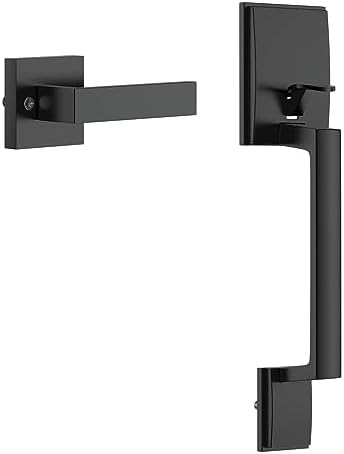 Zciuyo Front Entry Door Handle SetBlack MatteStandard Cylinder Door Hardware with 2 Adjustment Latches and 100 Warranty