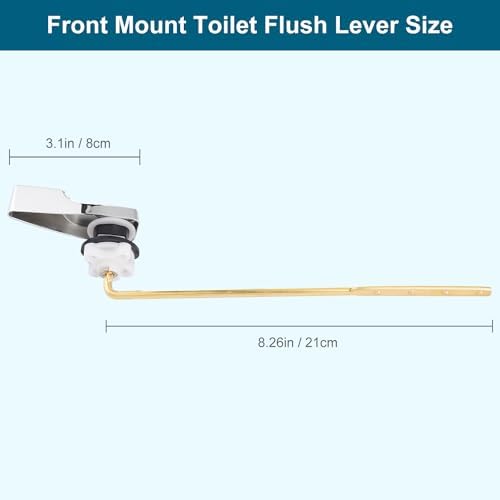 Hygie Rinse Front Mount Chrome Toilet Handle Kit Durable Replacement with Flapper Chain for American Standard toilets