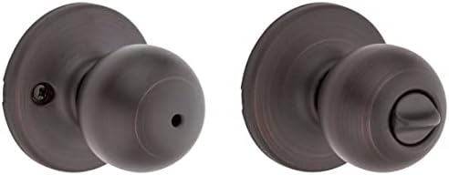 Kwikset Door knobs and lock set for bathroom and bedroom doors classic design Venetian Bronze