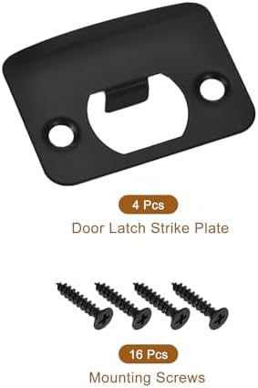 4-Piece Stainless Steel Door Strike Plates Black