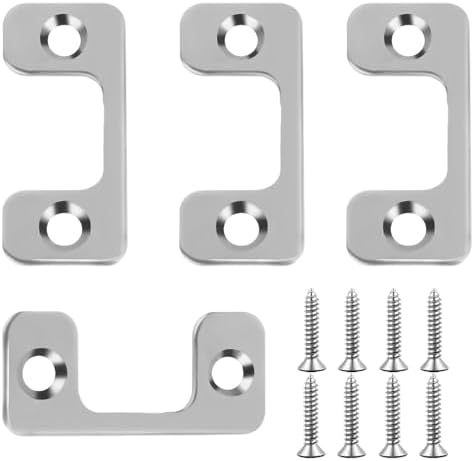 4 Pcs 1 x 2-14 Door Strike Plate with Screws