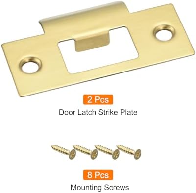 Uxcell 2Pcs Door Strike Plate 304 Stainless Steel Gold