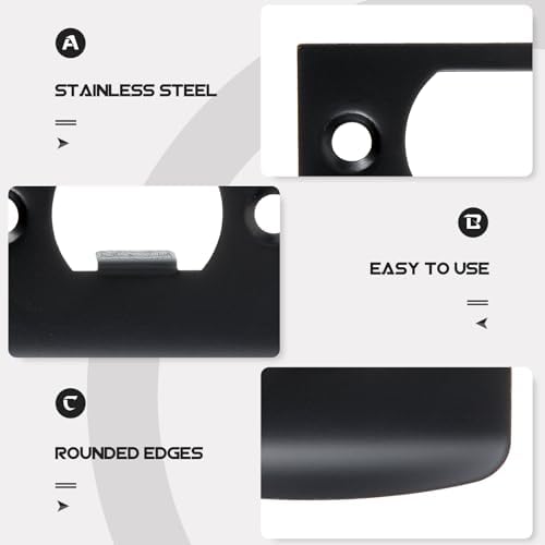 12-Piece Black stainless Steel Door Strike Plate Kit with Matte Finish