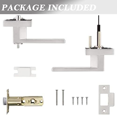 Probrico Privacy Door Lock Set 2-Pack No-Key Square Door Levers Room Bathroom Set SATIN NICKEll