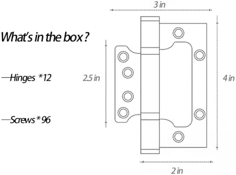 12-Piece Set of Ultra-Sturdy Stainless Steel Door Hinges for Smooth Motion Long-Lasting Durability