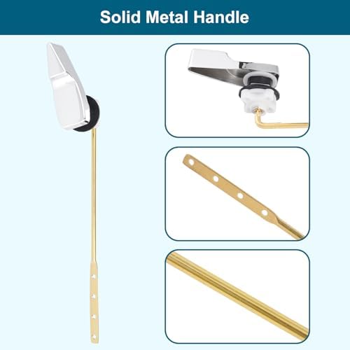 Hygie Rinse Front Mount Chrome Toilet Handle Kit Durable Replacement with Flapper Chain for American Standard toilets