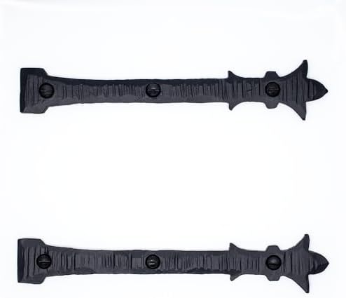 2Pack 6inch Black Faux Strap Hinges Rustic Iron for Door Hardware