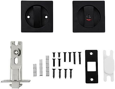 Secure Black Pocket Door Lock for Bedroom Bathroom
