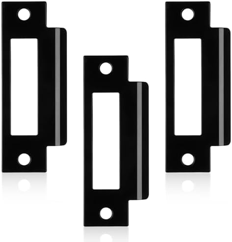 3Pcs 4-78 In Universal Door Strike Plate Replacement Matte Black