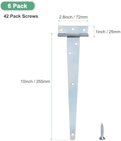 Iron T-Strap Shed Door Hinges 6-Pack White