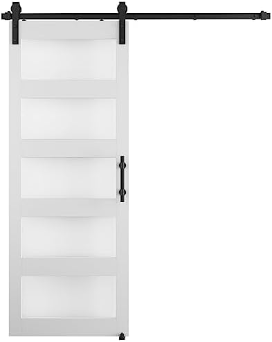32 White MDF Glass Barn Door with PVC Surface