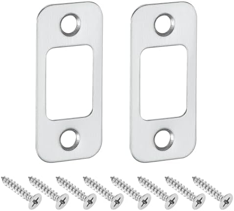 U excell2Pcs Door Strike Plate 57mm x 255mm Stainless Steel Latch Deadbolt Replacement Silver