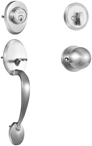 Adjustable Front Door Lock Set with SATIN Nickel Finish for EasyInstallation