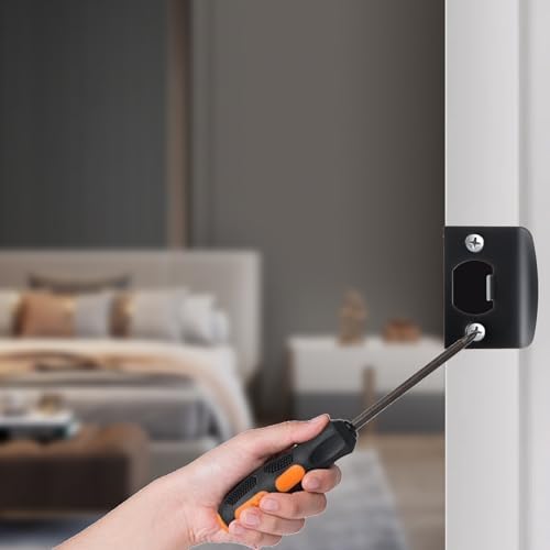 12-Piece Black stainless Steel Door Strike Plate Kit with Matte Finish