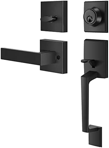 Voxmude Matte Black Front Door Handle Set with Deadbolt and Lever