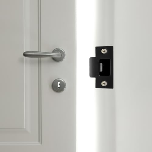 DOITOOL 4-Piece Black Door Strike Plate Stainless Steel Security for Doors