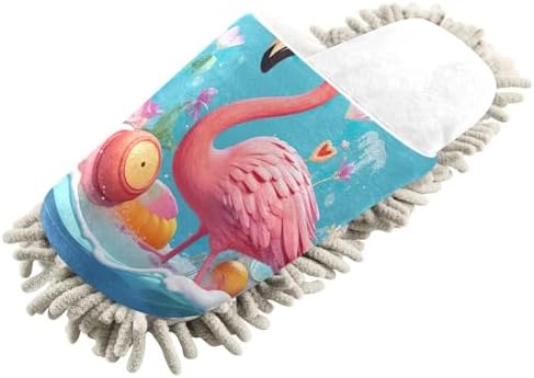 White Beach Summer Flamingo Mop Slippers for Home