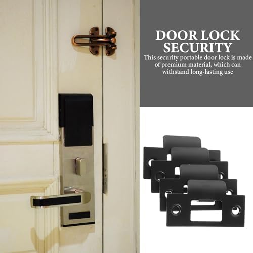 DOITOOL 4-Piece Black Door Strike Plate Stainless Steel Security for Doors