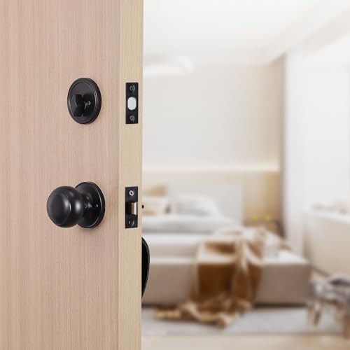VEVOR Front Door Handle Set SATIN Nickel reversible adjustable hole spacing for Both LeftRight doors with Deadbolt