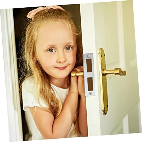 4 Set Stainless Steel Door Strike Plate Kit with Easy InstallFillable Deadbolt Plate for Home Commercial Use