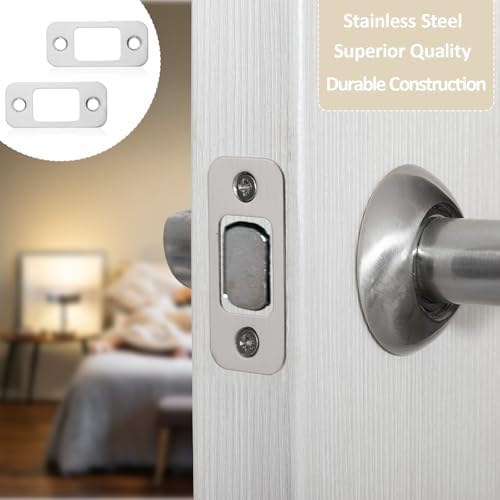 Tucnoeu 4-Pack Stainless Steel Door Strike Plate with Screws Heavy-Duty Door Lock Replacement
