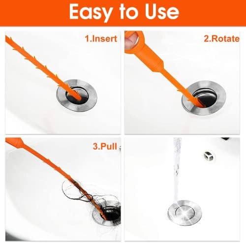 Huryfox Drain Clog Remover - 6-Pack 20-Inch Drains Pipes - No-Hassle Hair Catcher _affordable_drain_cleaner