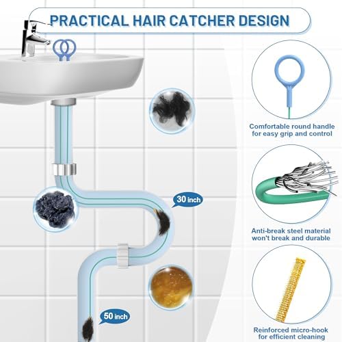 12-Piece Set for Sink Shower and Toilet Drain Cleaning
