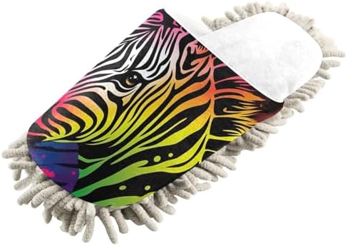 RunningBear White Zebra Mop Slippers for Cleaning