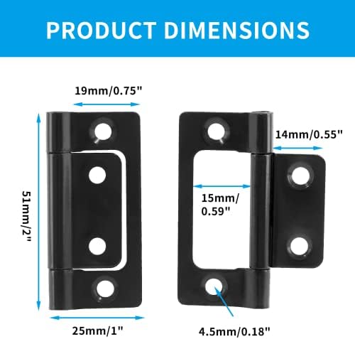 Sturdy 6-Piece Non-Mortise Hinges for Black Cabinets