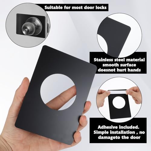 Thinp Door Reinforcement Plate 2-Piece Set - Sturdy Steel for Deadbolt Knob Covers