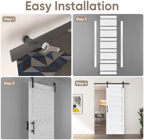 JUBEST 30 x 84 Barn Door Kit with Wave Shape Design