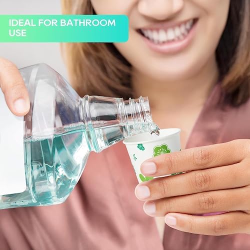 JOLLY PARTY 600 Pack 3oz Disposable Bathroom Cups Green Floral Design Perfect for Parties Events