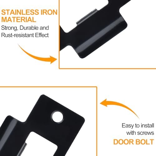 10PCS Universal Door Strike Plate with Screw Stainless Steel Deadbolt Covers Door Reinforcement Kit Black