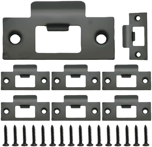 8PCS Black Door Strike Plate Stainless Steel Deadbolt Cover Kit