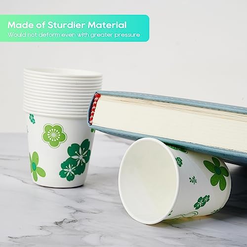 JOLLY PARTY 600 Pack 3oz Disposable Bathroom Cups Green Floral Design Perfect for Parties Events