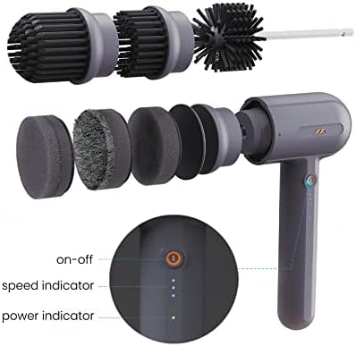 JIMIHOMEElectric Cleaning Brush with 3 Variable Brush Heads and 6 Pad Heads