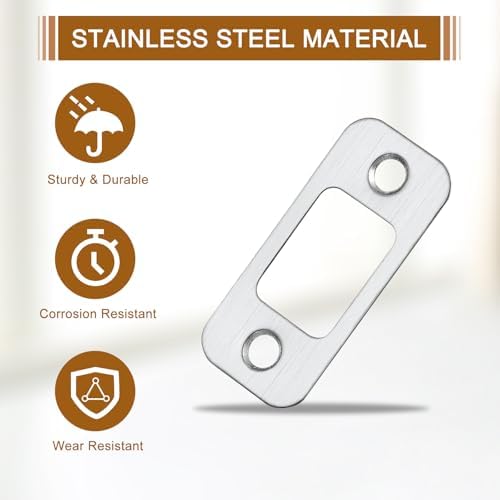 U excell2Pcs Door Strike Plate 57mm x 255mm Stainless Steel Latch Deadbolt Replacement Silver