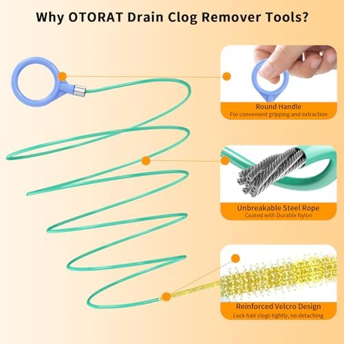 Unbreakable 50 Inch Sink Drain Snake Hair Remover