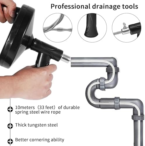 33-Foot Steel Snake Auger for Drains