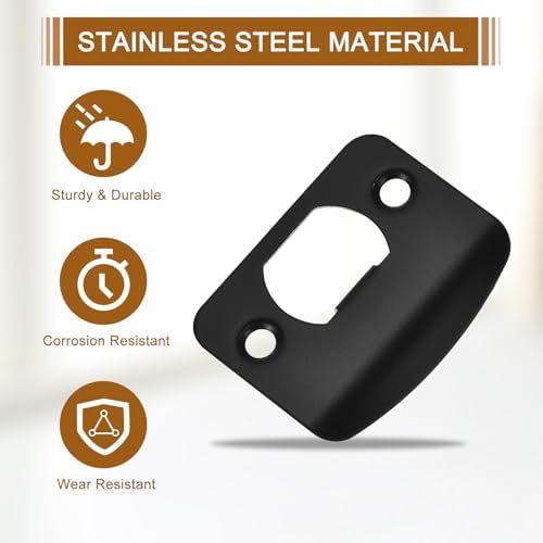 4-Piece Stainless Steel Door Strike Plates Black