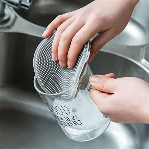 4PCS Silicone Dish Scruber Set Multipurpose Kitchen Tool with Reusable Silicone Sponges GrayWhite