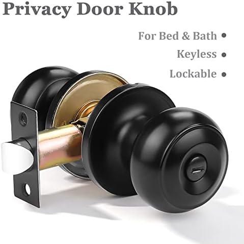 Probrico Black Keyless Door Knobs Privacy Secure and Reliable