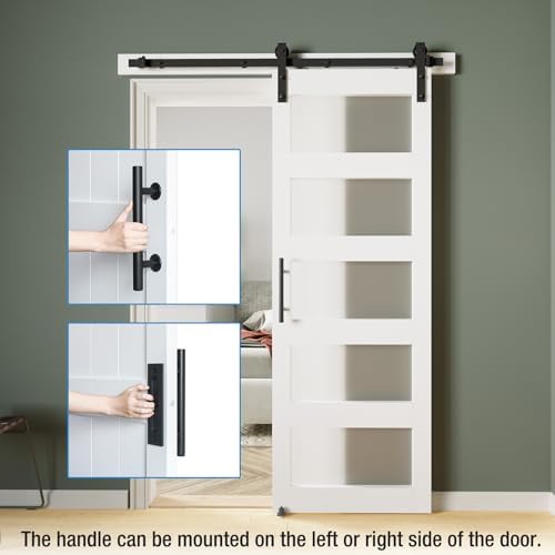 Luxury 5-Panel Barn Door Frosted Glass Waterproof and Easy to Install