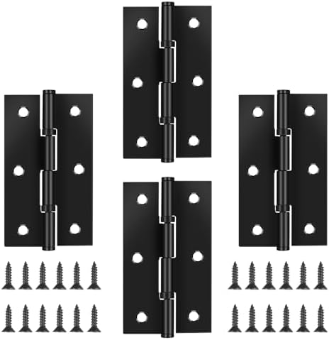 4-Pack Black Door Hinges Stainless Steel Folding Door Hinges Black Matte