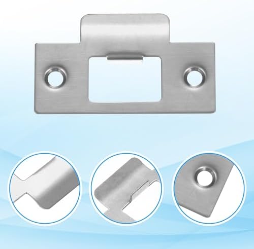 MECCANIXITY Door Strike Plate Stainless Steel Door Lock Reinforcement Silver Pack of 4