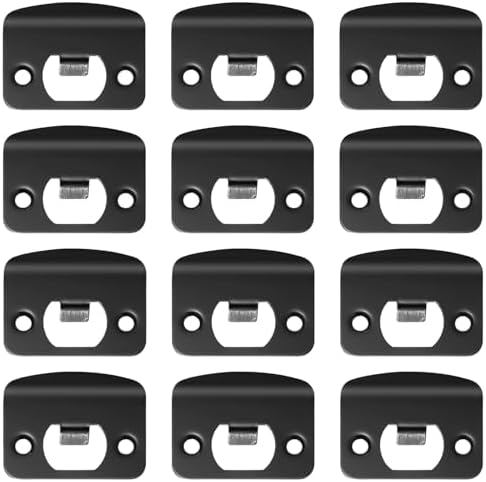 12 Pcs stainless steel door strike plates black full lip round corner strike plates for door reinforcement