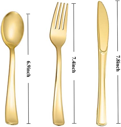 Luxurious Gold Plastic Flatware Set for Parties Events