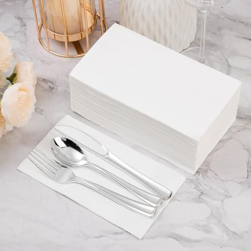 400-Piece 3-Ply White Soft Disposable Napkins for Parties Birthdays WeddingsElegant Durable Absorbent