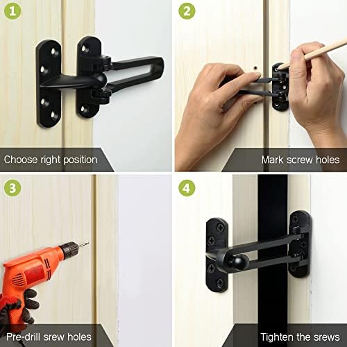 Secure U-Swing Door Lock Black - 304 Stainless Steel for Kids