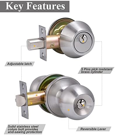 Lanwandeng Front Door Knobs Combo Set